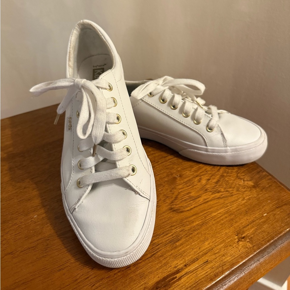 Keds White Sneakers with Gold Eyelets